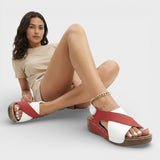 Sandalias Cuña Mujer Tira Cruzada