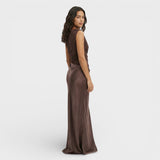 Vestido Maxi Satén Un Hombro