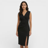 Vestido Midi Escote Pico Abertura