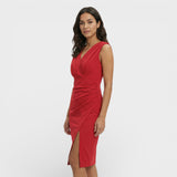 Vestido Midi Escote Pico Abertura