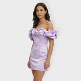 Vestido Fiesta Mujer Satinado Volantes