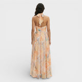Vestido Maxi Estampado Acuarela Halter