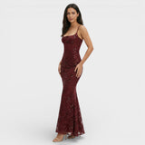 Vestido Largo Fiesta Lentejuelas Mujer