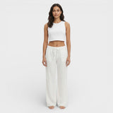 Pantalones Lino Mujer Cintura Elástica