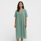 Vestido Midi Algodón Lino Mujer