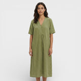 Vestido Midi Algodón Lino Mujer