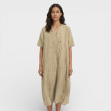 Vestido Midi Algodón Lino Mujer