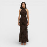 Vestido Maxi Bordado Floral Mujer