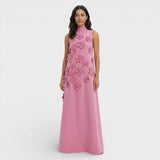 Vestido Largo Mujer Flores 3D