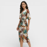 Vestido Largo Escote Pico Mujer