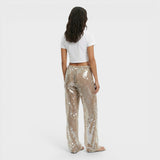 Pantalones Lentejuelas Mujer Pierna Ancha