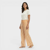 Pantalones Rayas Mujer Cordón Anchos