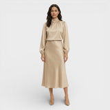 Vestido Midi Mujer Cuello Alto