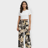 Pantalones Estampados Anchos Mujer Elástica