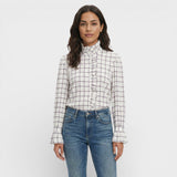 Blusa Cuadros Volantes Mujer Elegante