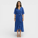 Vestido Escote Pico Mujer Elegante