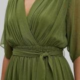 Vestido Escote Pico Mujer Elegante