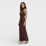 Vestido Maxi Satén Halter Mujer