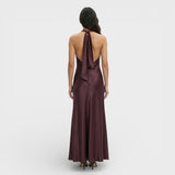 Vestido Maxi Satén Halter Mujer