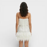 Vestido Mini Con Plumas Glamour