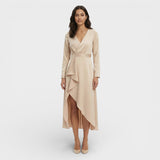 Vestido Midi Escote Pico Abertura