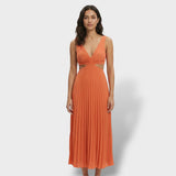 Vestido Midi Plisado Elegante Mujer