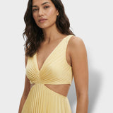 Vestido Midi Plisado Elegante Mujer