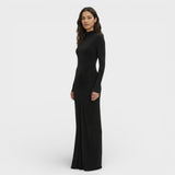 Vestido Largo Fruncido Elegante Mujer