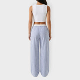 Pantalones Anchos Mujer Rayas Cintura